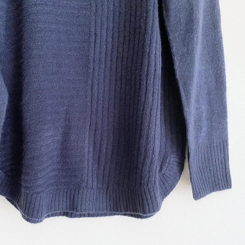 Como Vintage ribbed funnel neck sweater navy blue small mock high‎ new NWT